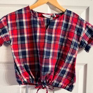 Plaid Kids Shirt - Red White and Blue Size 12